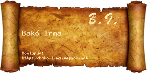 Bakó Irma névjegykártya