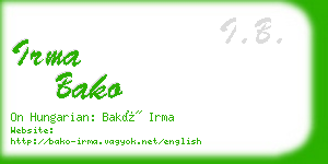 irma bako business card